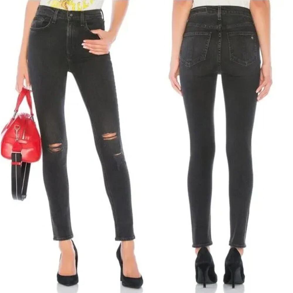 Rag & Bone Skinny Denim Jeans Rock w/ Holes Size 27‎ Distressed Grunge Emo